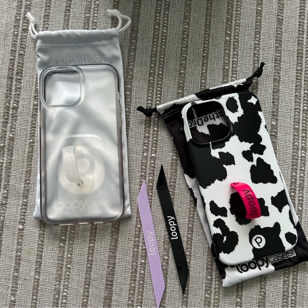 Loopy Case Cow Print with Pink Loop Phone Case